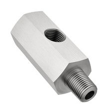 1/8 BSPT Oil Pressure Sensor Tee Adapter, 1/8 NPT Female Port, Stainless Steel