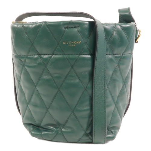 GIVENCHY GHW Mini GV Bucket Bag Shoulder Bag Calfskin Leather Green