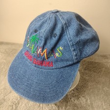 Vintage BAHAMAS Hat Strapback Adjustable Blue Denim Dad Cap Grand Bahama Tropics