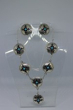 Turquoise and Sterling Silver Necklace Set