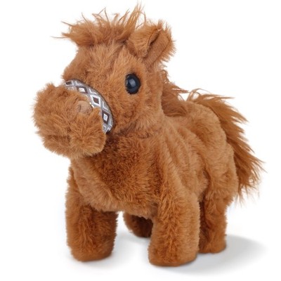 Interactive Walking Pony Plush Toy with Sound & Shaking Tail - Brown