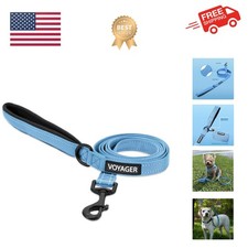 Voyager Reflective Dog Leash with Neoprene Handle - 5ft Baby Blue, Heavy Duty