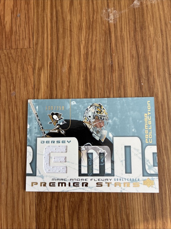 2004 UD Premier Stars Collection Marc-Andre Fleury Jersey Patch # /250 Penguins