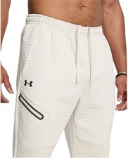 NEW Under Armour Unstoppable Fleece Grid Joggers Men’s Size S WHITE 1386544-110