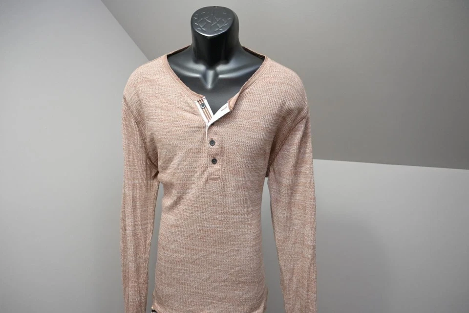 Suéter Express Henley Peso Ligero Suelto Tejido Marrón Blanco Para Hombre Talla XL Foto 2 de 4