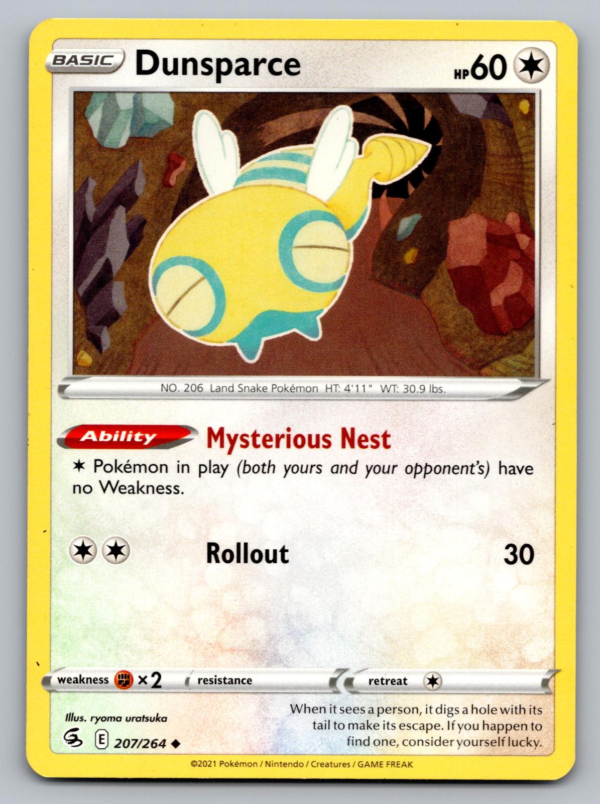Dunsparce 207/264 Uncommon Fusion Strike Pokemon Near Mint