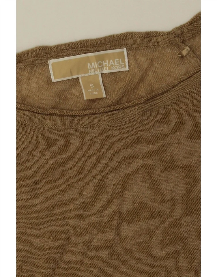 Suéter Jersey MICHAEL KORS Mujer Cuello Barco Reino Unido 10 Pequeño Beige Lino CR10 Foto 3 de 3