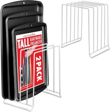 2-Pack Extra Tall Steel Baking Pan Organizer Rack – Sheet & Muffin Holder