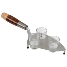 W Rose Brick Trowel Shot Glass Holder w/Shot Glasses
