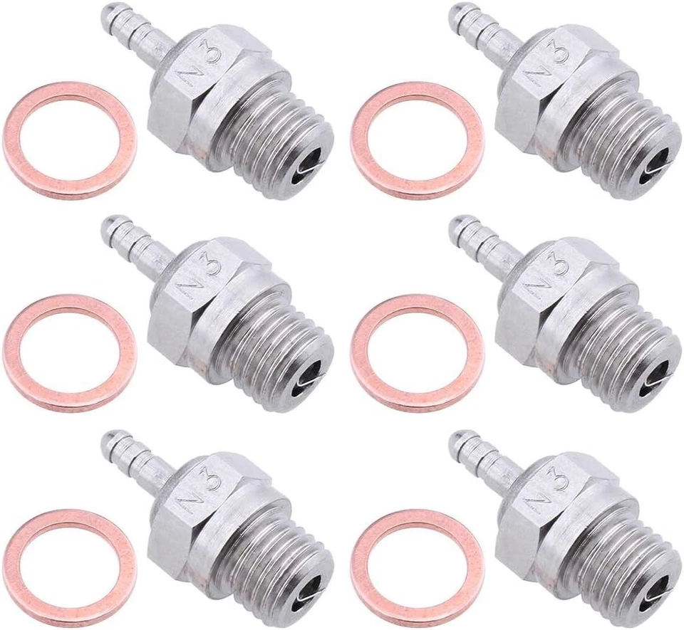 Pack of 6 Platinum/Iridium Hot Glow Plugs N3 for RC Truck & Buggy Performance - Image 3 of 4