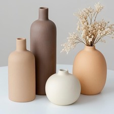 Modern Ceramic Vase Set, Neutral Colors, Decorative Vases for Home Shelf Decor, 