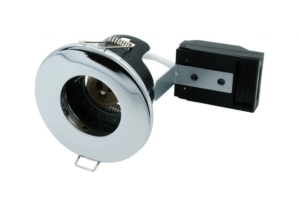 Downlight Silver GU10 Fixed IP20 85mm Chrome Loop In/Out Open Back FN-F-CH