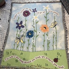 Floral Tapestry Blanket with Inspirational Quote