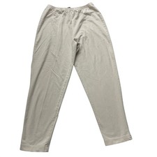 Lands End Pants M 10-12 Petite Beige Knit Elastic Pull On Cotton Stretch Cottage
