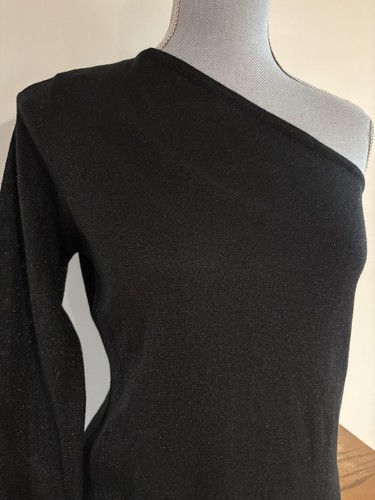 MICHAEL Michael Kors women’s black metallic one Shoulder Sweater Size Small - Picture 2 of 6