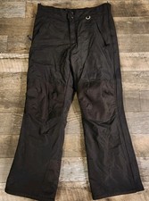 Men's Slalom Black Nylon Lined Insulated Ski Snow Pants Large Adjustable Waist