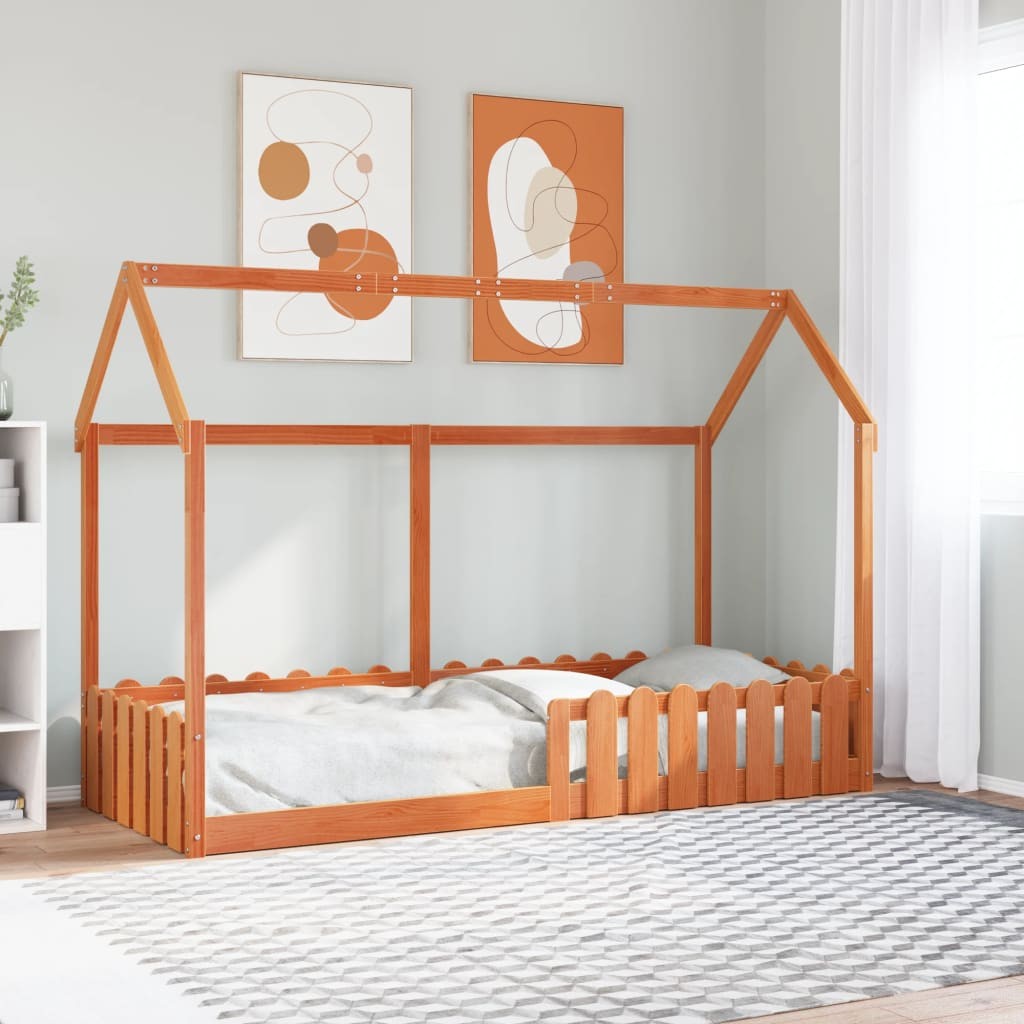 Giroletto Casetta Bambini Marrone Cera 80x200 cm Massello Pino 2404717