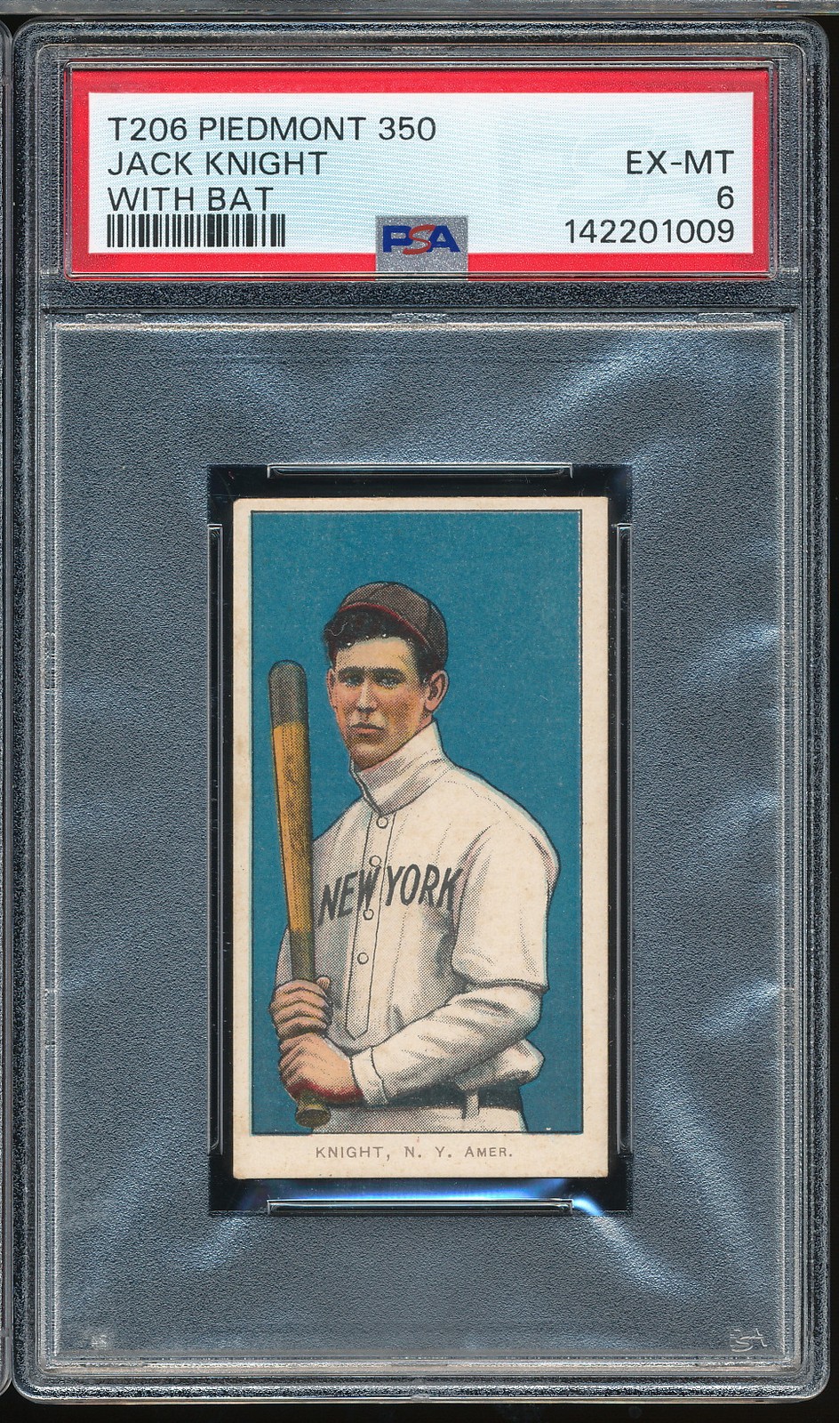 T206 Piedmont 350/25 Jack Knight (with Bat) PSA 6 - Highlanders/Yankees - POP 37