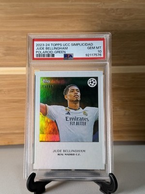 Topps 2023-24 UCC Simplicidad Jude Bellingham Polaroid Green 13/49 PSA 10
