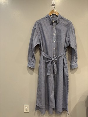 Engineered Garments Dress Size 2 UK 10 Blue  Stripe Cotton Banded Painter