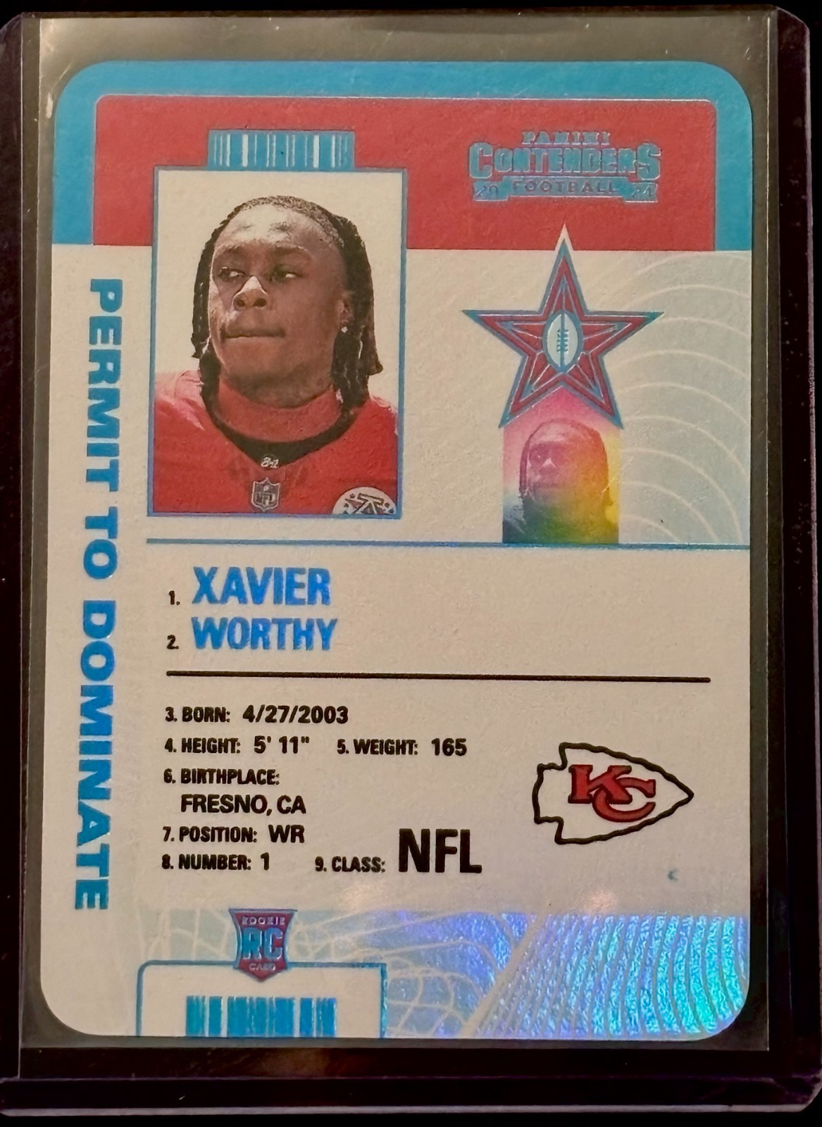 Xavier Worthy Panini Contenders Permit to Dominate #7 Base