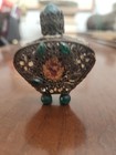 19th Century Antique Ormolu Green stone embroidery insert Perfume Bottle 2 1/2" — photo 3