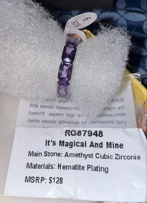 Bomb Party Feb 2025 RG87948 It's Magical and Mine Amethyst CZ Hem Plating Sz 9