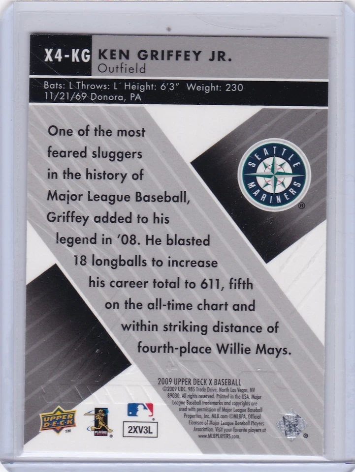 2009 Upper Deck X Ponential BB Card #X4-KG Ken Griffey Jr. Mariners - NM-Mt - Image 2 of 2