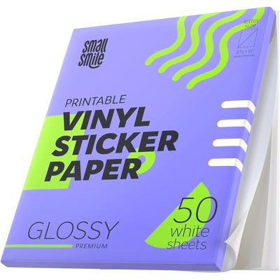 Printable Vinyl Sticker Paper 50 Sheets Waterproof Adhesive for Inkjet Laser
