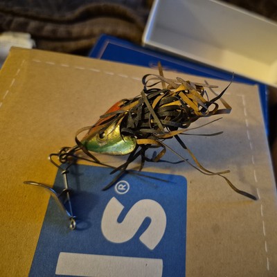 Fred Arbogast HAWAIIAN WIGGLER #2 Red/Green 1'' Below Surface Fishing Lure w box