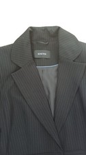 Ladies black pinstrip blazer jacket white stripes mock pockets size 14 by South