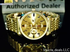 Invicta Montres Prestige 42mm Chrono GOLD DIAL Gold Tone Stainless Steel Watch