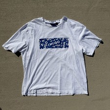 HUGO Boss White  Blue Tee Shirt Size XL Great Condition Graphic T