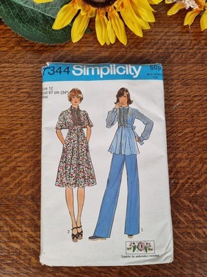 Simplicity Schnittmuster 7344 Kleid Top Hose 70er Jahre Gypsy Boho Vintage 12