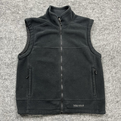 Marmot Vest Mens Large Black Fleece Full Zip Polartec Hike Camp GORP