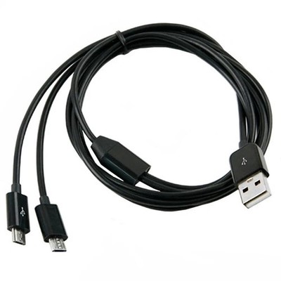 USB 2.0 A auf Dual Micro 5Pin Daten und Ladekabel Y-Splitter Stecker 1m