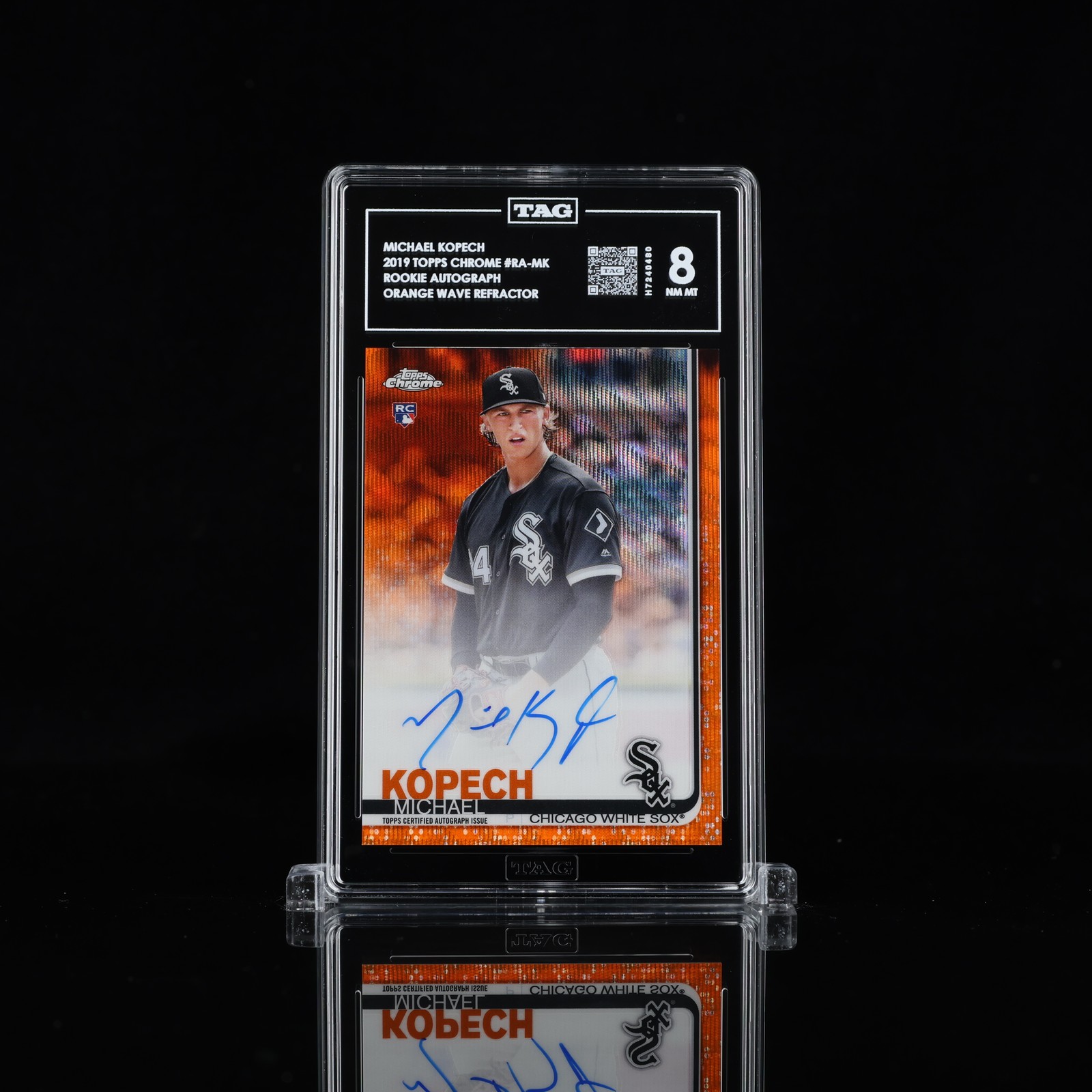 2019 Topps Chrome #RA-MK Michael Kopech RC Auto Orange Wave TAG 8 #/25