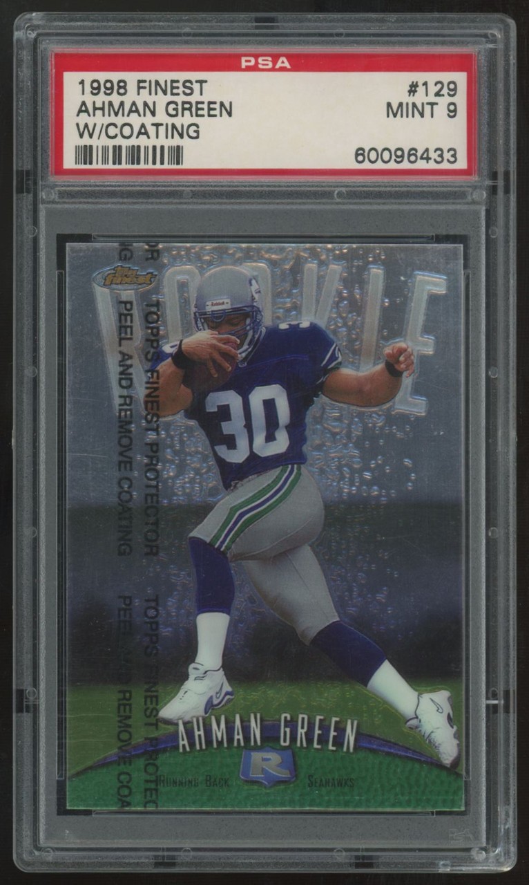 1998 Topps Finest Ahman Green RC W/Coating #129 PSA 9