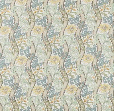 William Morris Gardinenstoff 'CORNFLOWER' 3,4 Meter Zitrone/Salbei 100% Hanf