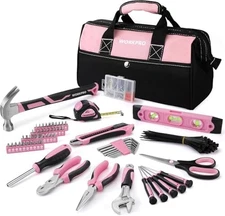 263 Piece Pink Home Repair Tool Set Storage Bag