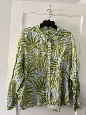 Sigrid Olsen 100% Linen Button Down Shirt Size 3X