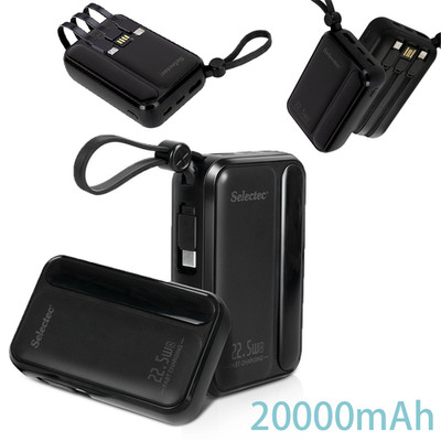 Powerbank 20000mAh integriertes Kabel schnelles Laden tragbares Ladegerät USB-C