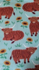New Fleece Highland Cow Theme Print Baby Blanket w/Crochet Edge Approx 29"x 40"