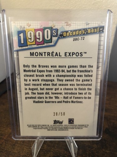 2020 Topps Decades Best Chrome Series 2 Gold - Montreal Expos! 28/50!!! - Picture 2 of 3