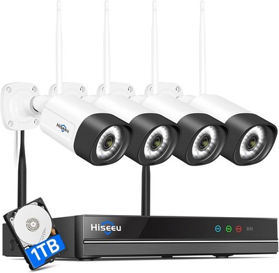 Kabelloses Überwachungskamerasystem, 【50M große Reichweite】Wireless Pro NVR Kit, 4x 5MP Ou
