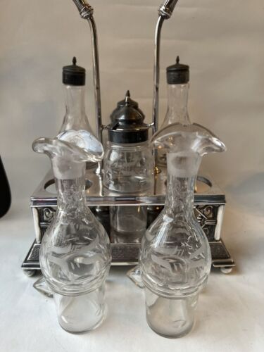 Juego de cruet de placa de plata estilo victoriano antiguo - Imagen 14 de 24