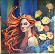 oil paintings original “Fire spirit ”, 20x20, oil on canvas