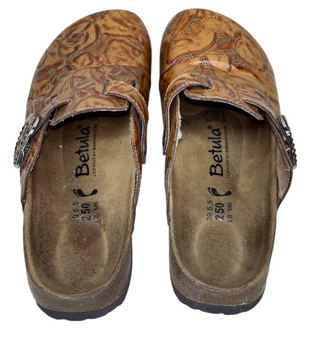 Zuecos Birkenstock Betula Marrón Floral Cuero Repujado Boston EE. UU. 8 - Imagen 6 de 8