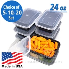 Pactiv 24 oz Plastic Meal Prep Food Containers w/ Lids, High Quality Made in USA