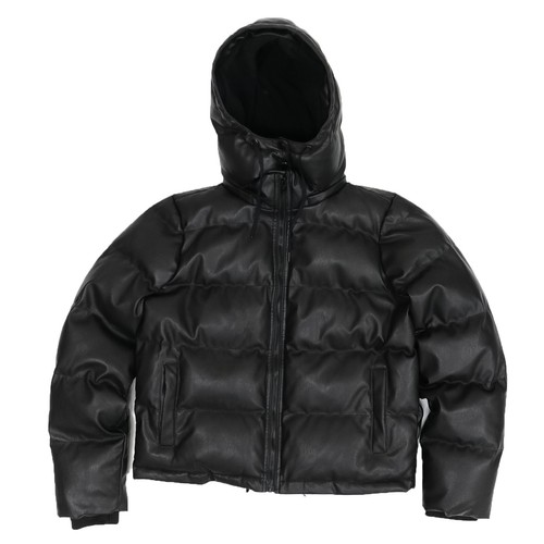 Women's Good American Faux Leather Puffer Jacket, Size 2 - Black
